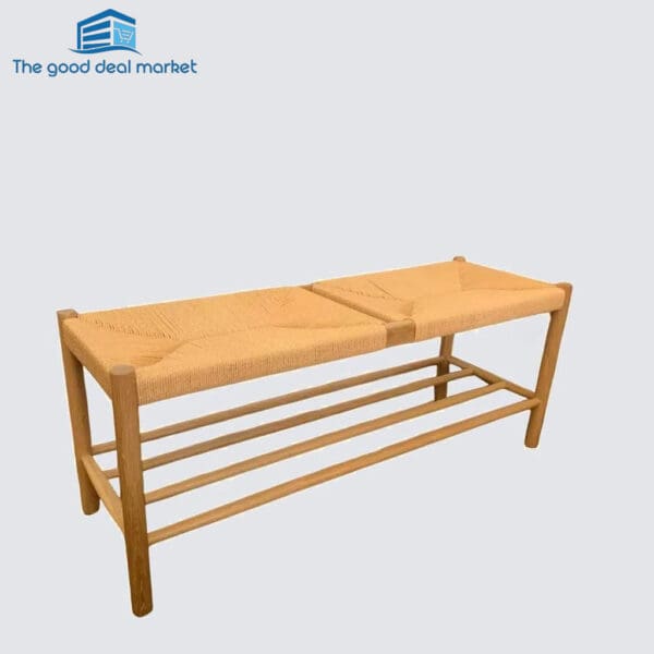 Rope Solid Oak Bench Seat - Image 2