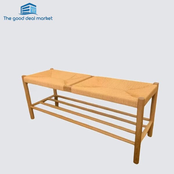 Rope Solid Oak Bench Seat - Image 3