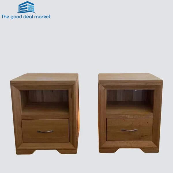BRV Solid Oak Bedside Table In Pair