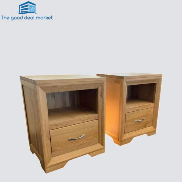 BRV Solid Oak Bedside Table In Pair - Image 2