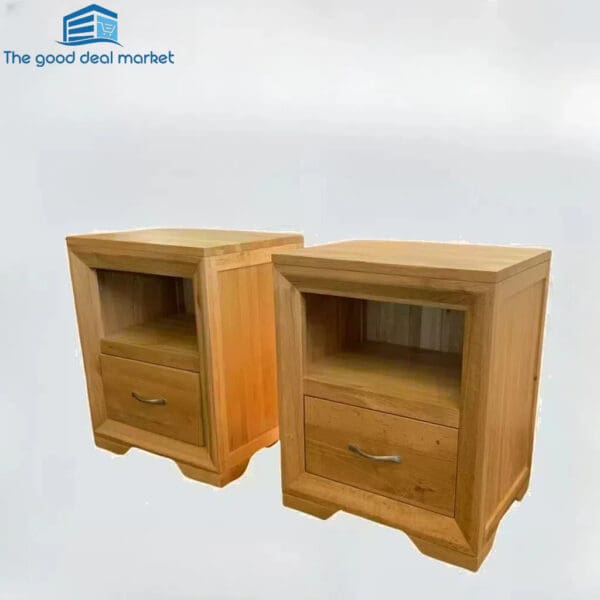 BRV Solid Oak Bedside Table In Pair - Image 3
