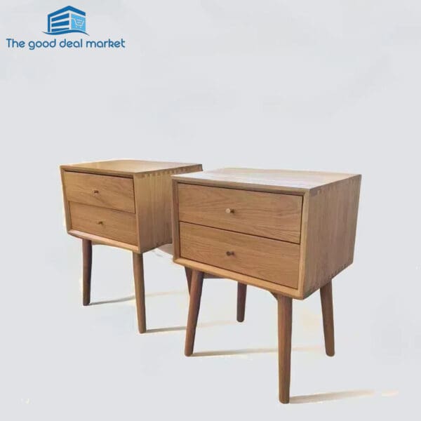 YD Solid Oak Bedside Table In Pair - Image 3