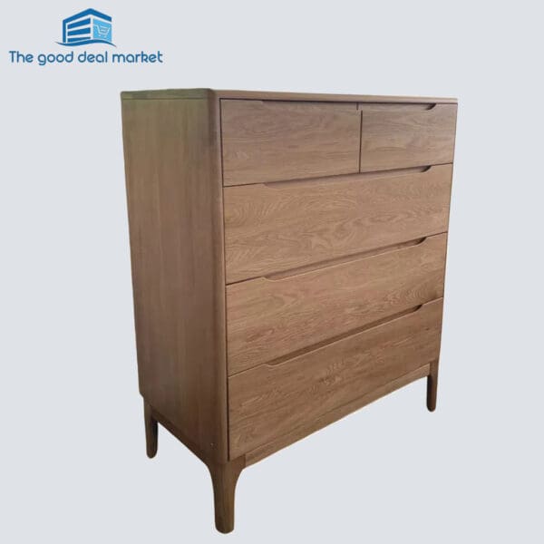 Island Solid Oak Dresser 5 Drawers Tall Boy - Image 2