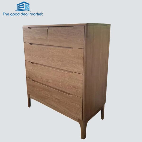 Island Solid Oak Dresser 5 Drawers Tall Boy - Image 3