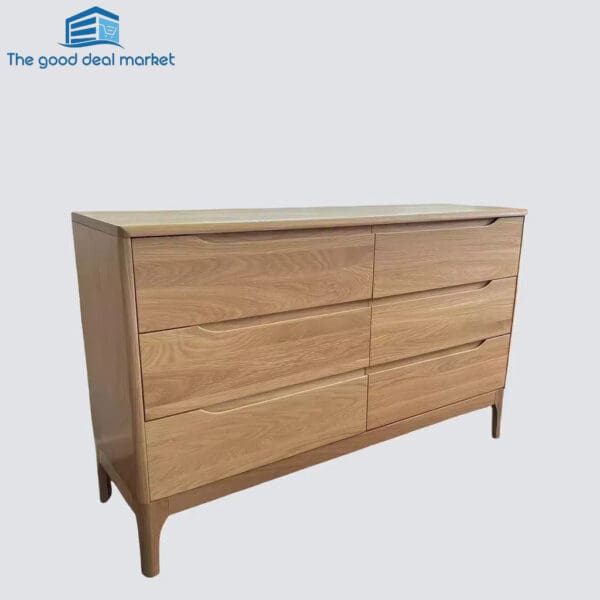 Island Solid Oak Dresser 6 Drawers Low Boy - Image 2
