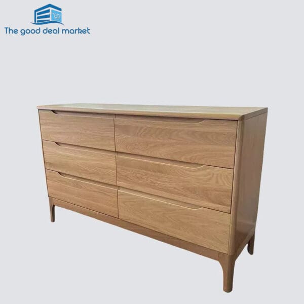 Island Solid Oak Dresser 6 Drawers Low Boy - Image 3