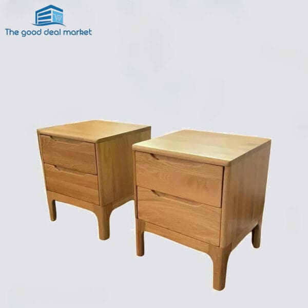 Island Solid Oak Bedside Table In Pair - Image 3
