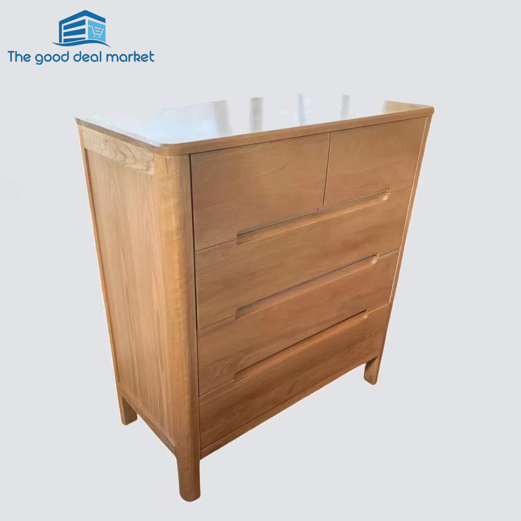 LY Solid Oak Dresser 5 Drawers Tall Boy - Image 2
