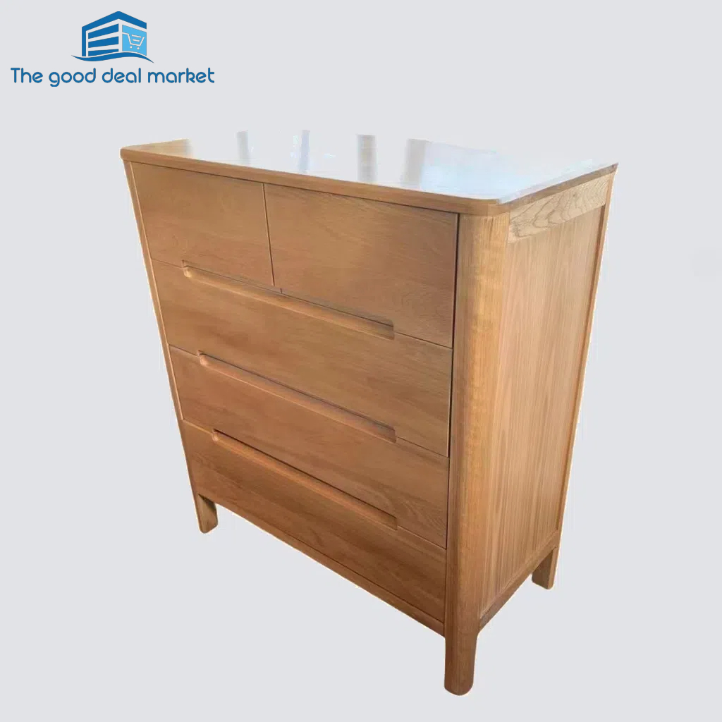 LY Solid Oak Dresser 5 Drawers Tall Boy - Image 3