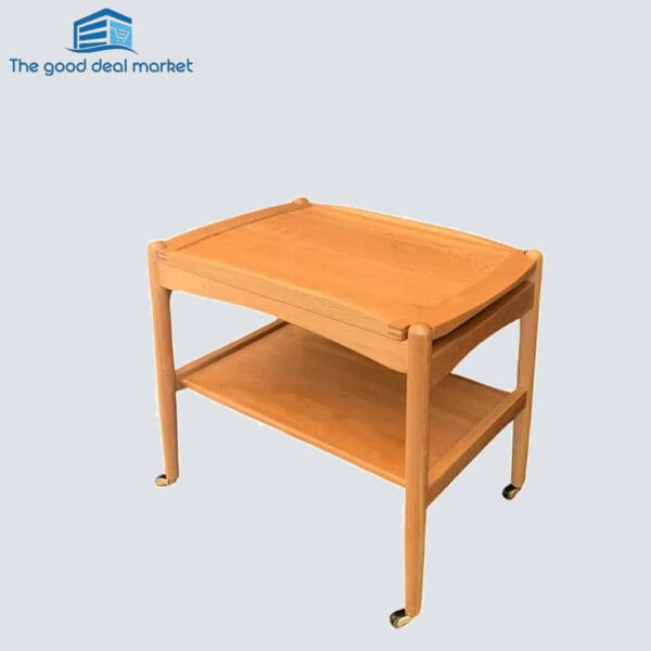 KD Solid Cherry Wood Side Table/Cart - Image 3