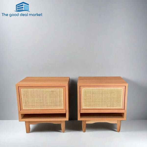 XF Solid Cherry Wood Bedside Table In Pair