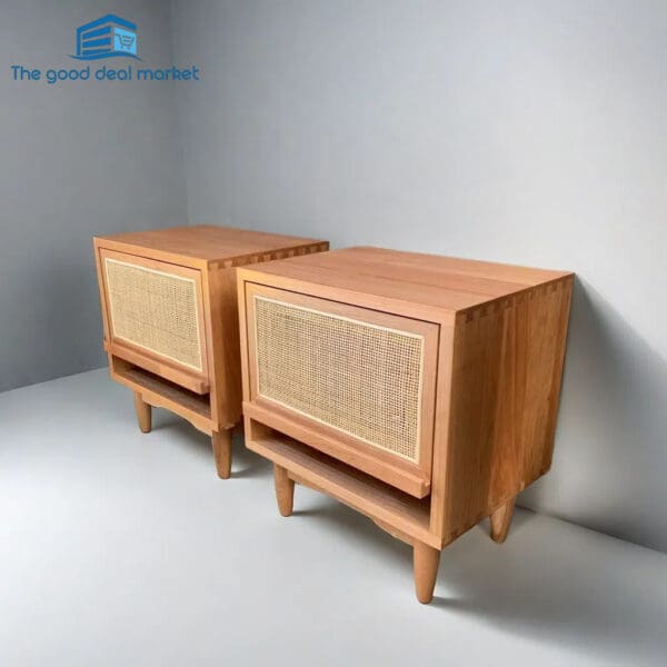 XF Solid Cherry Wood Bedside Table In Pair - Image 3