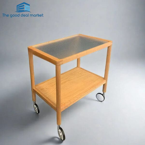 MF Solid Cherry Wood Side Table/Cart - Image 2