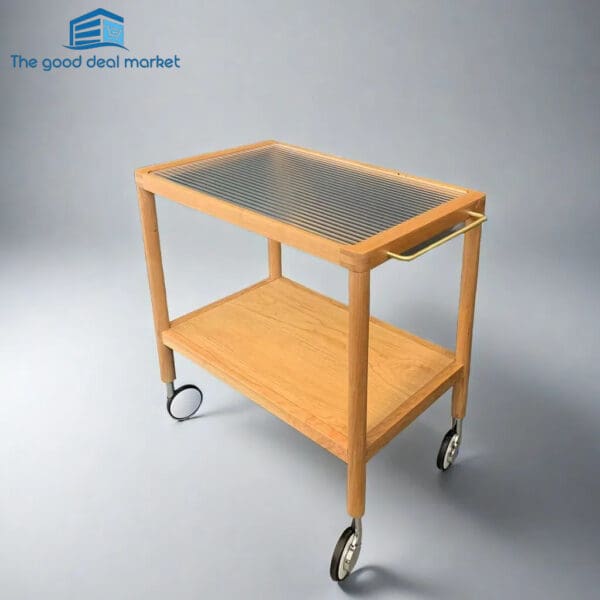 MF Solid Cherry Wood Side Table/Cart - Image 3